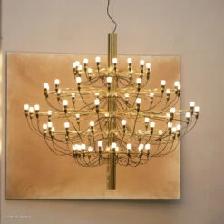 FLOS 2097/75 LED Chandelier, Frosted, Brass