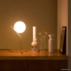FLOS IC T1 High Table Lamp, Brushed Brass -Lighthouse Shop 3510294 5