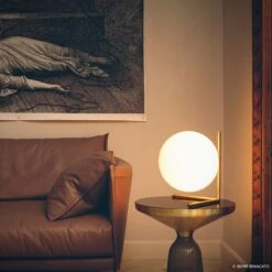 FLOS IC T2 Table Lamp, Brushed Brass -Lighthouse Shop 3510296 3