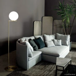 FLOS IC F2 Floor Lamp, Brushed Brass -Lighthouse Shop 3510298 3