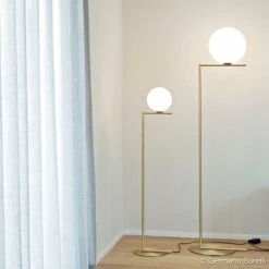 FLOS IC F2 Floor Lamp, Brushed Brass -Lighthouse Shop 3510298 5