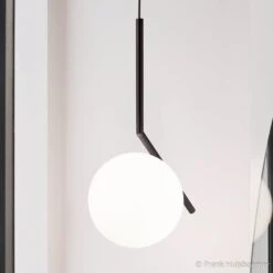 FLOS IC S2 Designer Hanging Light, Black Ø 30 Cm