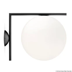 FLOS IC C/W2 Wall Light, Black Ø 30 Cm