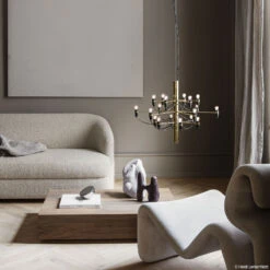 FLOS 2097/18 Chandelier LED Frosted, Brass -Lighthouse Shop 3510650 3