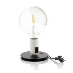 FLOS Lampadina LED Table Lamp White, Black Base -Lighthouse Shop 3510702 2
