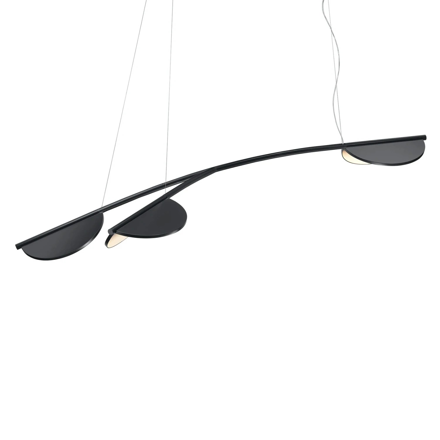 FLOS Almendra Organic Hanging 3-bulb Long Black 3 FLOS Almendra Organic Hanging 3-bulb Long Black